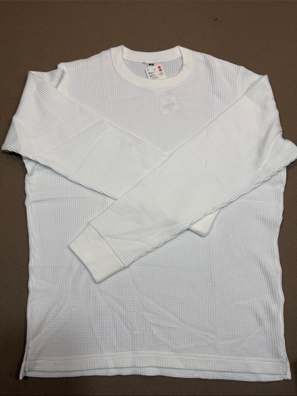 Uniqlo White Waffle Thermal Long-Sleeve Crewneck